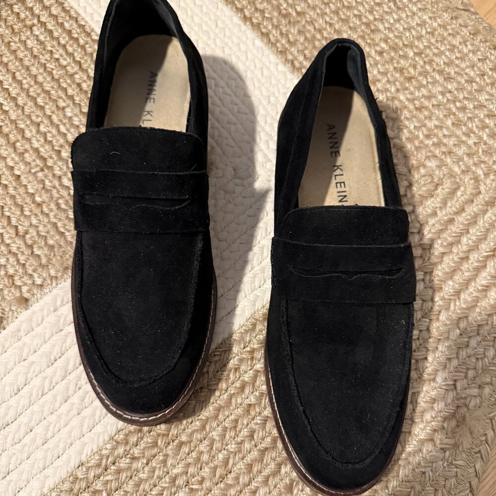 Anne Klein Black Suede Loafers